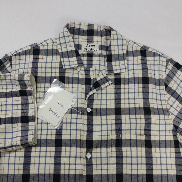 $370 Acne Studios Short Sleeve Button Up Shirt Plaid Size 50 Men - Picture 1 of 7